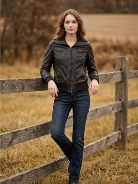 Leather Bomber Jacket - Black